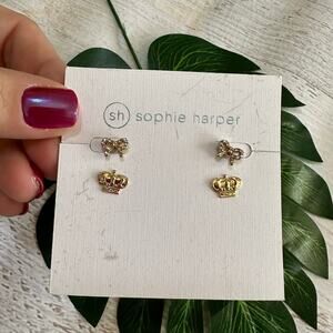BOGO FREE CROWN QUEEN BOW CRYSTAL STUD EARRINGS